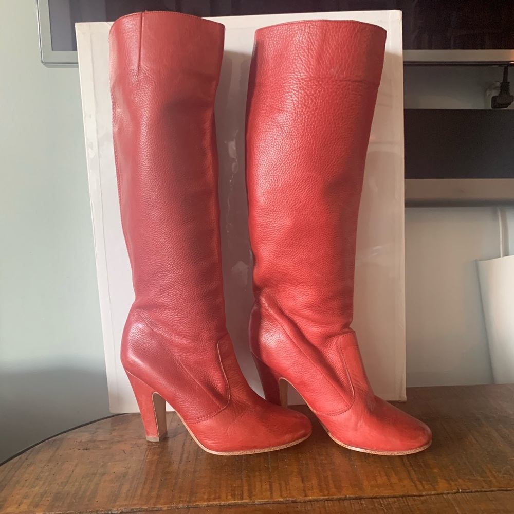 Tall Aldo red leather boots